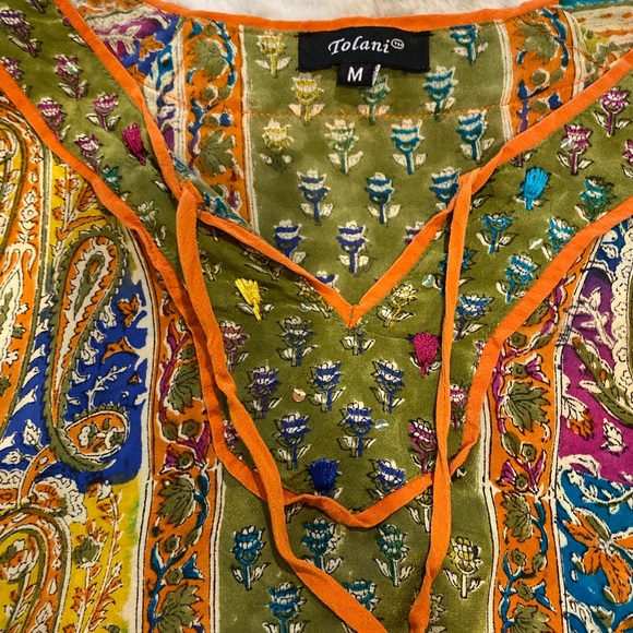 EUC 100% Silk Tolani tunic/beach swim cover cute! - Picture 2 of 6